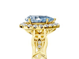 Yellow gold Fancy Blue Pear  Halo Diamond Engagement Ring with Filigree Band and Four-Prong Setting_86
