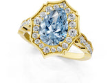 Yellow gold Fancy Blue Pear  Halo Diamond Engagement Ring with Milgrain Band and Four-Prong Setting_74