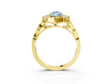 Yellow gold Fancy Blue Pear  Halo Diamond Engagement Ring with Milgrain Band and Four-Prong Setting_76