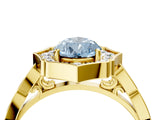 Yellow gold Fancy Blue Pear  Halo Diamond Engagement Ring with Milgrain Band and Four-Prong Setting_77
