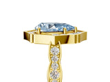 Yellow gold Fancy Blue Pear  Halo Diamond Engagement Ring with Milgrain Band and Four-Prong Setting_78