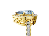 Yellow gold Fancy Blue Pear  Halo Diamond Engagement Ring with Pavé Band and Four-Prong Setting_86