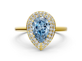 Yellow gold Fancy Blue Pear  Halo Diamond Engagement Ring with Solitaire Band and Four-Prong Setting_19