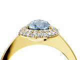 Yellow gold Fancy Blue Pear  Halo Diamond Engagement Ring with Solitaire Band and Four-Prong Setting_23