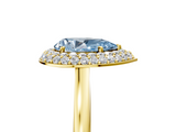 Yellow gold Fancy Blue Pear  Halo Diamond Engagement Ring with Solitaire Band and Four-Prong Setting_24