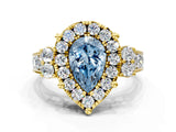 Yellow gold Fancy Blue Pear  Halo Diamond Engagement Ring with Split Shank and Four-Prong Setting_43