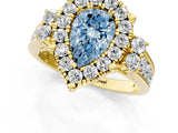 Yellow gold Fancy Blue Pear  Halo Diamond Engagement Ring with Split Shank and Four-Prong Setting_44