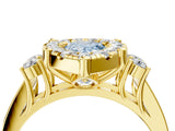 Yellow gold Fancy Blue Pear  Halo Diamond Engagement Ring with Split Shank and Four-Prong Setting_47