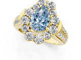 Yellow gold Fancy Blue Pear  Halo Diamond Engagement Ring with Split Shank and Prong Setting_67