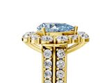 Yellow gold Fancy Blue Pear  Halo Diamond Engagement Ring with Split Shank and Prong Setting_71