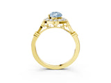 Yellow gold Fancy Blue Pear  Halo Diamond Engagement Ring with Twisted Band and Four-Prong Setting 3