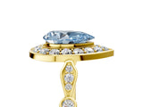 Yellow gold Fancy Blue Pear  Halo Diamond Engagement Ring with Twisted Band and Four-Prong Setting 5