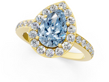 Yellow gold Fancy Blue Pear  Halo Diamond Pavé Band Ring with Prong Setting_21
