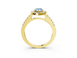 Yellow gold Fancy Blue Pear  Halo Diamond Pavé Solitaire Ring_66