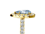 Yellow gold Fancy Blue Pear  Halo Diamond Pavé Solitaire Ring_68