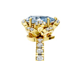 Yellow gold Fancy Blue Pear  Halo Diamond Pave Band Ring with Four-Prong Setting_20