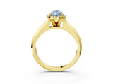 Yellow gold Fancy Blue Pear  Halo Diamond Ring with Cathedral Band and Four-Prong Setting_52