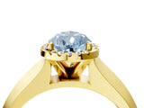 Yellow gold Fancy Blue Pear  Halo Diamond Ring with Cathedral Band and Four-Prong Setting_53