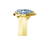 Yellow gold Fancy Blue Pear  Halo Diamond Ring with Cathedral Band and Four-Prong Setting_54