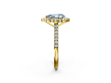 Yellow gold Fancy Blue Pear  Halo Diamond Ring with Pavé Band and Prong Setting_22