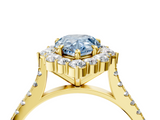 Yellow gold Fancy Blue Pear  Halo Diamond Ring with Pavé Band and Prong Setting_24