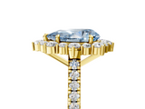Yellow gold Fancy Blue Pear  Halo Diamond Ring with Pavé Band and Prong Setting_25