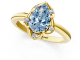 Yellow gold Fancy Blue Pear  Halo Diamond Ring with Round Cluster Setting, Solitaire Band, and Four-Prong Setting_50