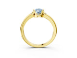 Yellow gold Fancy Blue Pear  Halo Diamond Ring with Round Cluster Setting, Solitaire Band, and Four-Prong Setting_52
