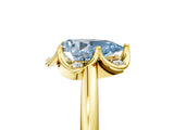 Yellow gold Fancy Blue Pear  Halo Diamond Ring with Round Cluster Setting, Solitaire Band, and Four-Prong Setting_54