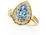 Yellow gold Fancy Blue Pear  Halo Diamond Ring with Split Shank and Four-Prong Setting_77