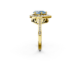 Yellow gold Fancy Blue Pear  Halo Diamond Ring with Split Shank and Four-Prong Setting_78