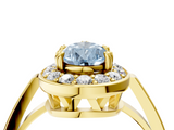 Yellow gold Fancy Blue Pear  Halo Diamond Ring with Split Shank and Four-Prong Setting_80