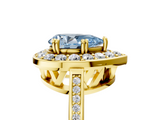 Yellow gold Fancy Blue Pear  Halo Diamond Ring with Split Shank and Four-Prong Setting_81