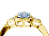 Yellow gold Fancy Blue Pear  Halo Diamond Ring with Tapered Band and Four-Prong Setting_11