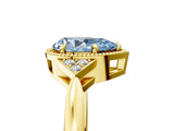 Yellow gold Fancy Blue Pear  Halo Diamond Ring with Tapered Band and Four-Prong Setting_12