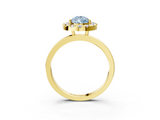 Yellow gold Fancy Blue Pear  Halo Diamond Solitaire with Pavé Band and Four-Prong Setting_58