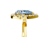 Yellow gold Fancy Blue Pear  Halo Diamond Solitaire with Pavé Band and Four-Prong Setting_60