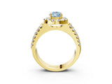 Yellow gold Fancy Blue Pear  Halo Diamond Split Shank Engagement Ring with Prong Setting_54
