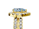 Yellow gold Fancy Blue Pear  Halo Diamond Split Shank Engagement Ring with Prong Setting_56