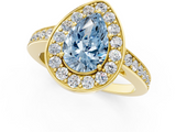 Yellow gold Fancy Blue Pear  Halo Pavé Diamond Engagement Ring with Bezel Setting_21