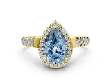 Yellow gold Fancy Blue Pear  Halo Pavé Diamond Engagement Ring with Four-Prong Setting_27