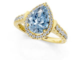 Yellow gold Fancy Blue Pear  Halo Pavé Diamond Engagement Ring with Four-Prong Setting_28