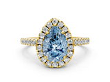 Yellow gold Fancy Blue Pear  Halo Pavé Diamond Engagement Ring with Four-Prong Setting_3