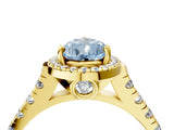 Yellow gold Fancy Blue Pear  Halo Pavé Diamond Engagement Ring with Four-Prong Setting_31