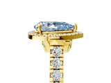 Yellow gold Fancy Blue Pear  Halo Pavé Diamond Engagement Ring with Four-Prong Setting_32