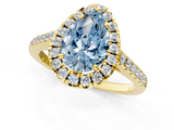 Yellow gold Fancy Blue Pear  Halo Pavé Diamond Engagement Ring with Four-Prong Setting_4