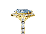 Yellow gold Fancy Blue Pear  Halo Pavé Diamond Engagement Ring with Four-Prong Setting_8