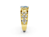 Yellow gold Fancy Blue Pear  Halo Pave Diamond Engagement Ring with Milgrain Detailing_51