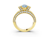 Yellow gold Fancy Blue Pear  Halo Pave Diamond Engagement Ring with Milgrain Detailing_52