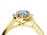 Yellow gold Fancy Blue Pear  Halo Round Diamond Pave Band with Four-Prong Setting_42